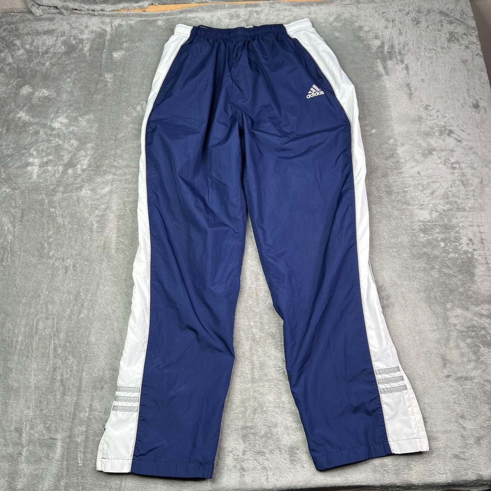 VTG Adidas Track Pants Mens XL Blue Wide Leg Baggy Sweatpants Nylon Mesh‎ Lined